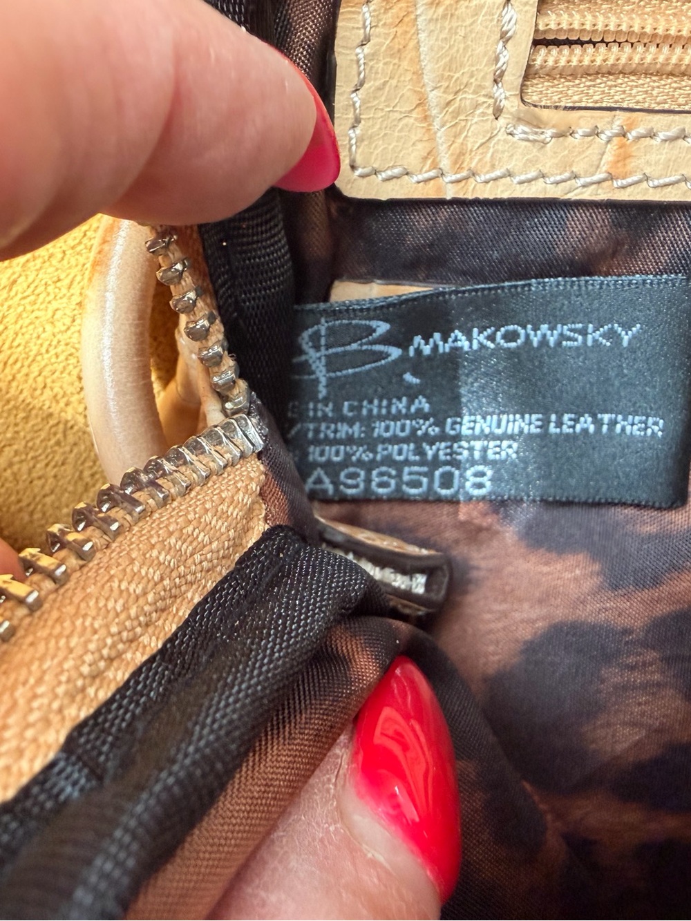 B Makowsky Tan Croc Embossed Genuine Leather Crossbody Bag Y2K - Picture 15 of 15